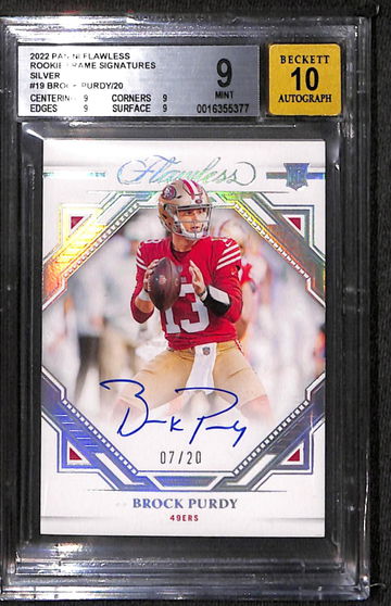 2022 Flawless Brock Purdy Rookie Silver Auto /20 San Francisco 49ers BGS 9/10