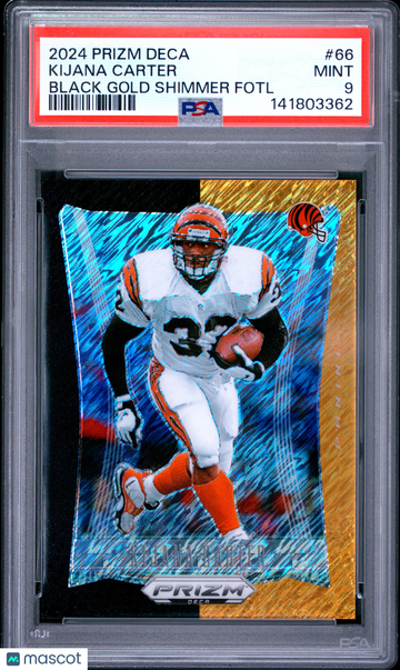 2024 Panini Prizm Deca Kijana Carter #66 Black Gold Shimmer FOTL /8 PSA 9