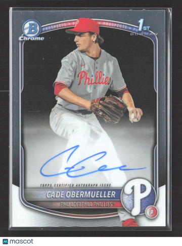 2025 Topps Bowman Chrome Cade Obermueller Auto CPA-CO Philadelphia Phillies Baseball Card