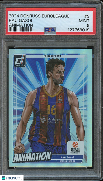 2024 Panini Donruss Turkish Airlines Euroleague Animation Pau Gasol #9 PSA 9