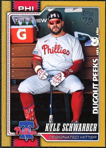 Kyle Schwarber 2026 Topps Celebration Dugout Peeks Gold /50