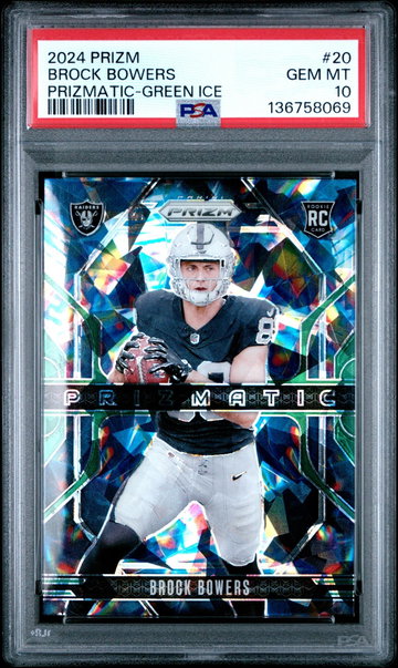 2024 Panini Prizm Green Ice Brock Bowers #20 PSA 10