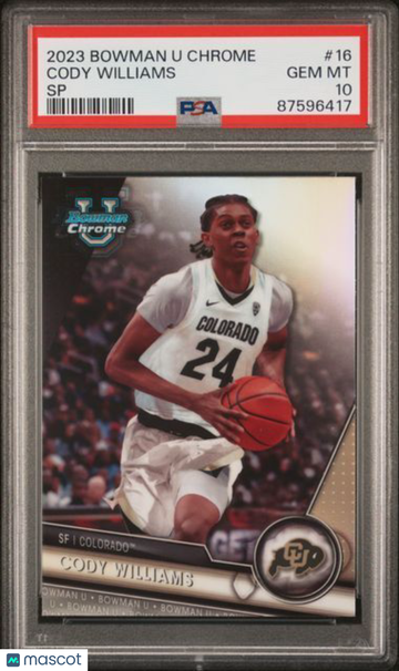 2023 Bowman University Chrome Cody Williams #16 SP PSA 10
