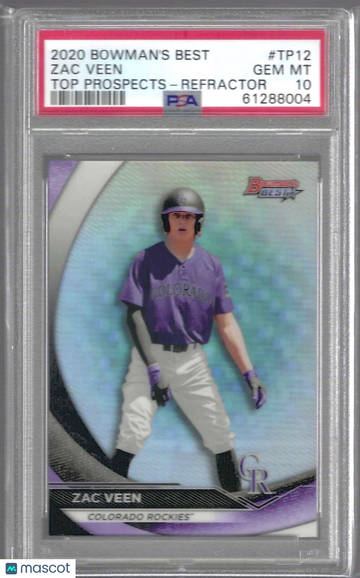2020 Bowman's Best Top Prospects Zac Veen #TP12 Refractor PSA 10