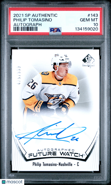 2021-22 SP Authentic Philip Tomasino #143 Auto Future Watch /999 Rookie PSA 10