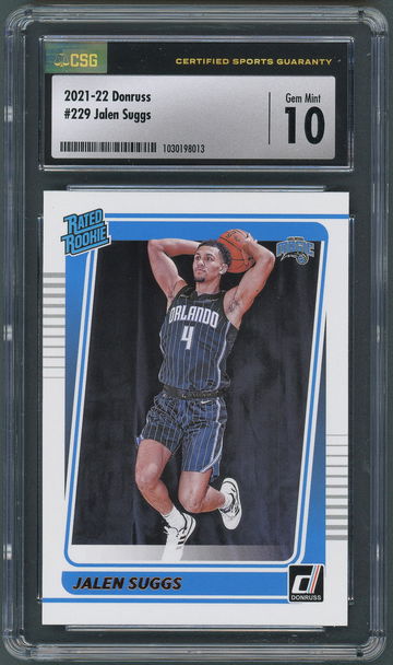 2021-22 Donruss Jalen Suggs Rated Rookie #229 Orlando Magic - CSG Gem Mint 10