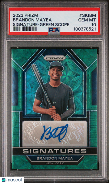 2023 Panini Prizm Signatures Brandon Mayea #SIGBM Green Scope PSA 10