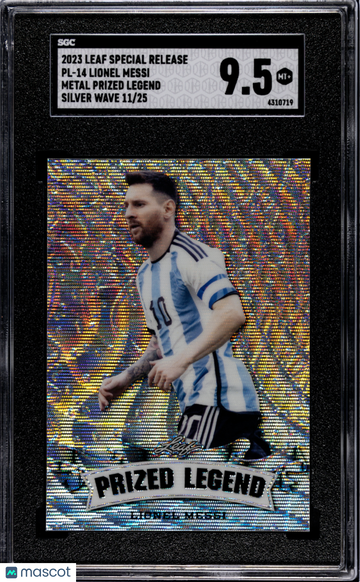2023 Leaf Special Release Lionel Messi #PL-14 Metal Prized Legend Silver Wave 25 /25 SGC 9.5