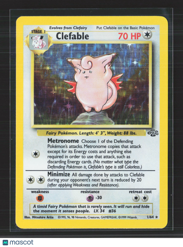 1999 Jungle Clefable Holo Rare #1/64