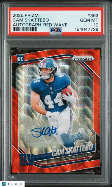 2025 Panini Prizm Cam Skattebo #363 Autograph Red Wave PSA 10
