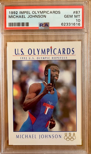 1992 Impel Olympicards Track Running  #87 Michael Johnson Graded PSA 10 Gem MT RC Rookie POP 35