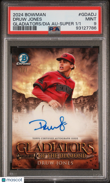 2024 Bowman Druw Jones #GDA-DJ SuperFractor Short Print One of One Parallel/Variety Rookie Chase PSA 9
