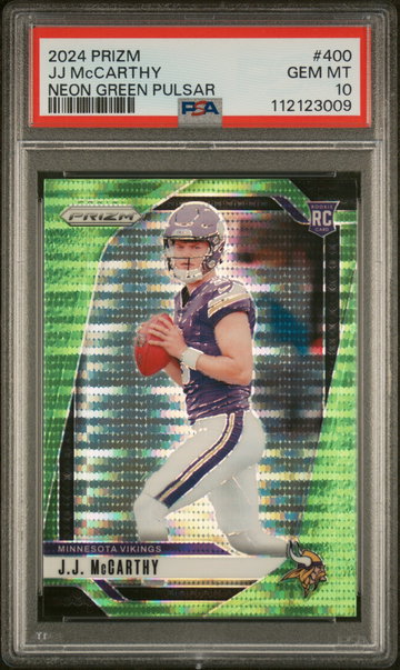 2024 Panini Prizm Neon Green Pulsar Prizm JJ Mccarthy #400 PSA 10