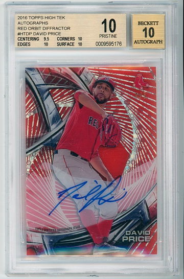 2016 Topps High Tek David Price Red Orbit Diffractor Auto /5 BGS 10 Pristine 10 Auto