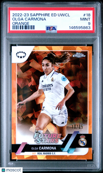 2022-23 Topps Chrome Sapphire Edition Olga Carmona #18 Orange /25 PSA 9