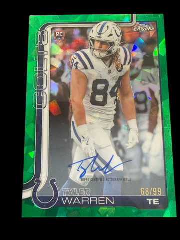 2025 Topps Chrome | Rookie Tyler Warren | Green Auto | 68/99