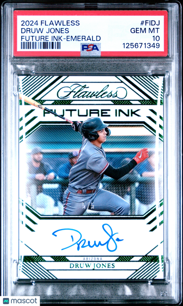 2024 Panini Flawless Future Ink Druw Jones #FIDJ Emerald PSA 10