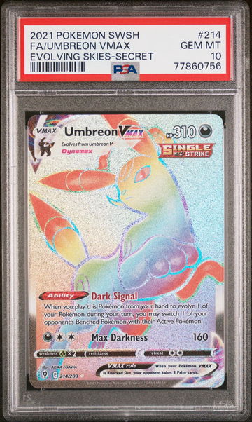 2021 Pokemon Sword and Shield Evolving Skies Secret Rare Umbreon Vmax #214 PSA 10