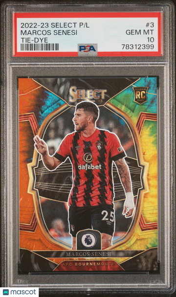 2022-23 Panini Select Premier League Marcos Senesi #3 Tie Dye PSA 10
