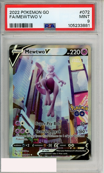 2022 POKEMON GO FA MEWTWO V #072 PSA 9 MINT