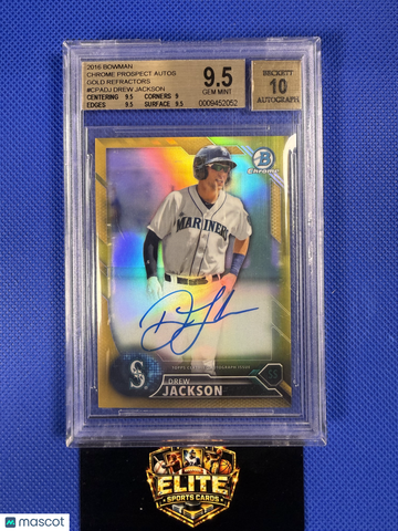 2016 Bowman Chrome Prospect Autographs Gold Refractors Drew Jackson #CPADJ Gold Refractor /50 BGS 9.5 Auto 10