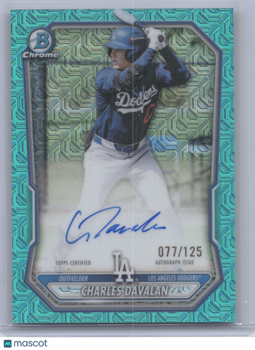 2026 Bowman Chrome Mega Autograph Charles Davalan #BMA-CD Aqua Mojo Refractor 077/125