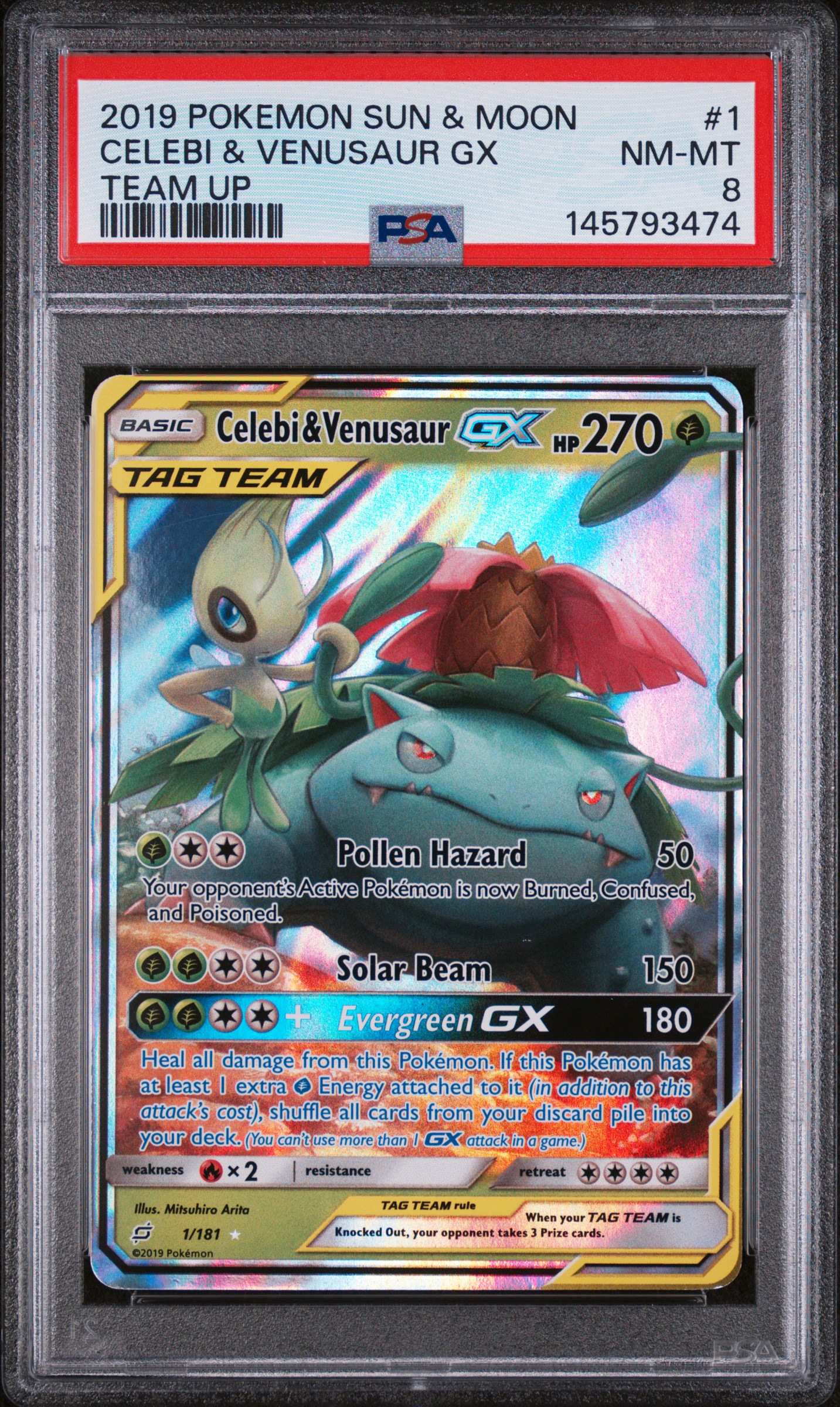 2019 Pokemon Sun & Moon Team Up Celebi & Venusaur GX Team Up PSA 8 #1