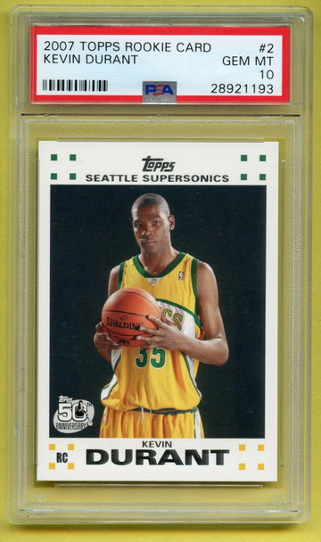 KEVIN DURANT 2007 TOPPS ROOKIE CARD #2 PSA 10 Gem Mint 