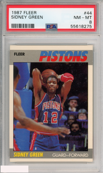 1987 FLEER SIDNEY GREEN #44 DETROIT PISTONS PSA 8 NM-MT