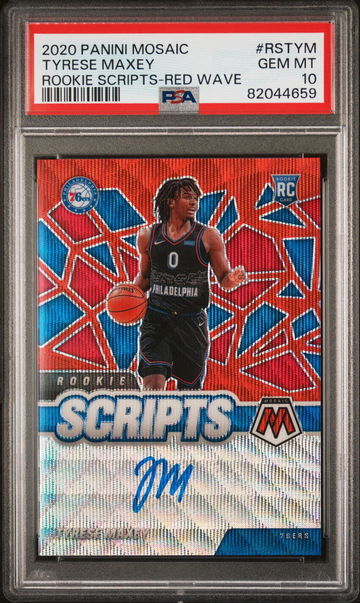 2020 Panini Mosaic Rookie Scripts Red Wave Tyrese Maxey #RSTYM PSA 10