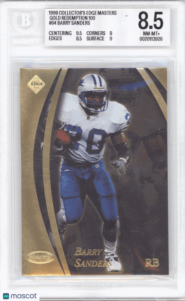 1998 Collector's Edge Masters Gold Redemption 100 Barry Sanders #64 /100 67 BGS 8.5
