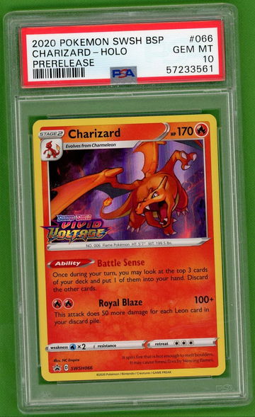 2020 Pokemon Sword and Shield Black Star Promo Holo Prerelease Charizard #SWSH066 PSA 10