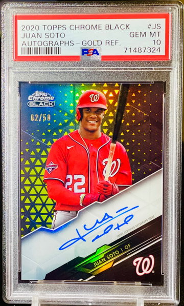Juan Soto Gold /50 PSA 10 Chrome Black 2020 1st Edition