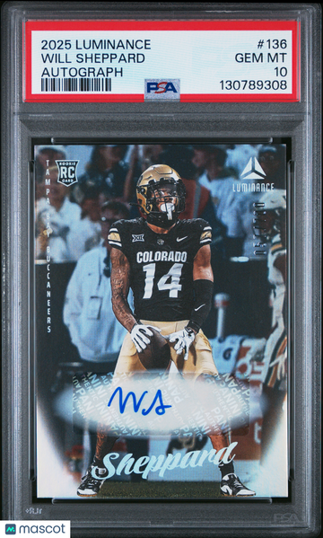 2025 Panini Luminance Will Sheppard #136 RC Rookie Auto /700 PSA 10 Panini Authentic