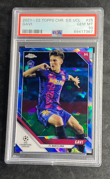 2021-2022 Topps Chrome Sapphire Edition UEFA Champions League 25 Gavi PSA 10