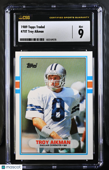 1989 Topps Traded Troy Aikman #70T HOF Rookie RC CGC 9