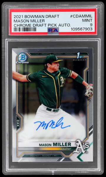 2021 Bowman Chrome Draft Pick Mason Miller Autograph PSA 9