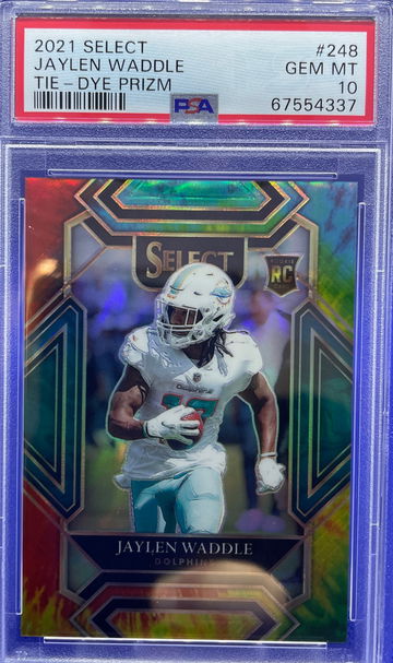 2021 Panini Select Jaylen Waddle Tie Dye Prizm Club Level 8/25 PSA 10 Gem Mint