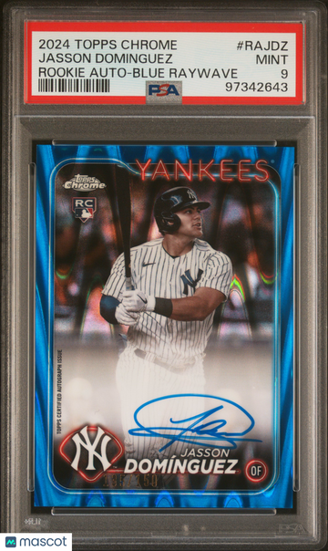 2024 Topps Chrome Rookie Autographs Jasson Dominguez #RAJDZ Blue Raywave /150 PSA 9