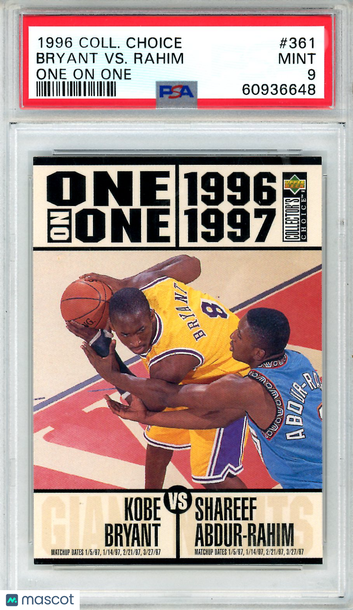 1996 Collector's Choice Kobe Bryant #361 One On One PSA 9