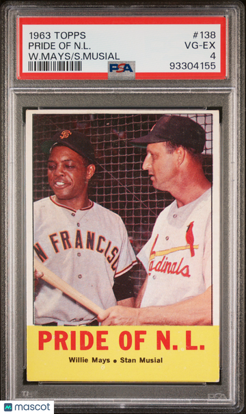 1963 Topps Pride Of N. L. #138 W. Mays S. Musial PSA 4