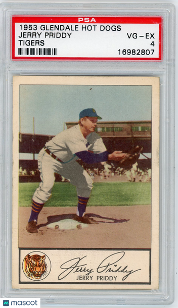 1953 Glendale Hot Dogs Tigers Jerry Priddy PSA 4