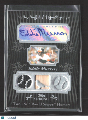 2008 Topps Sterling Sterling Moments Eddie Murray #3SMA-10 /10 Jersey Piece Autograph Relic Game-Used Memorabilia Bat Pi