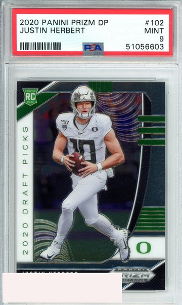 2020 PANINI PRIZM DP JUSTIN HERBERT #102 L A CHARGERS ROOKIE RC PSA 9 MINT