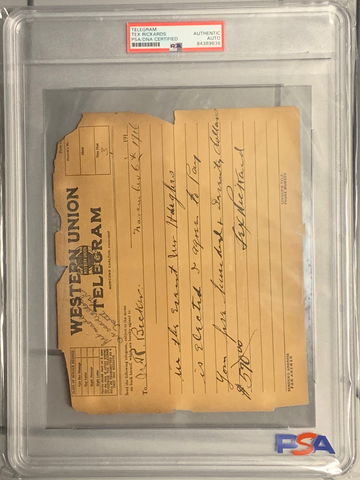 1916 Telegram Signed by Tex Rickard Boxing MSG NY Rangers Americans ‘s’ on flip not letter PSA DNA auto authentic