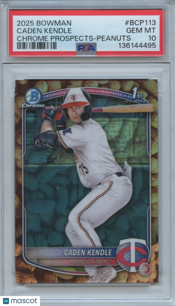2025 Bowman Chrome Caden Kendle #BCP113 Peanuts Rookie PSA 10 Bowman