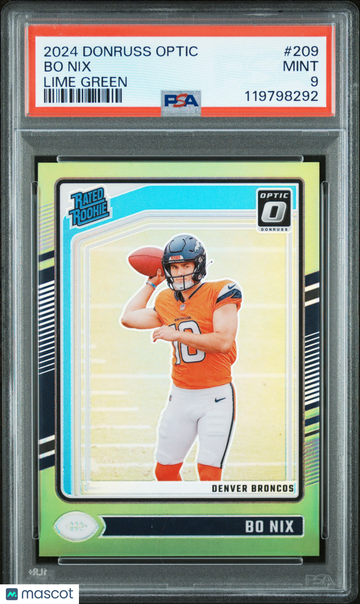 2024 Panini Donruss Optic Bo Nix #209 Lime Green PSA 9