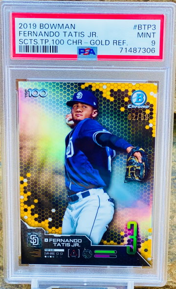 2019 Fernando Tatis Gold RC /50 PSA 9 Topps Bowman Top 100