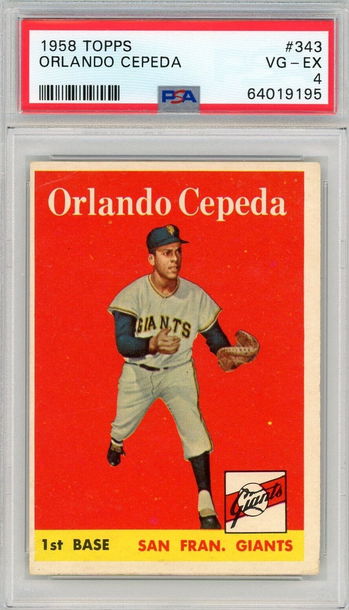 1958 Topps Orlando Cepeda Rookie #343 PSA 4 P1319