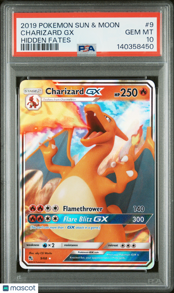 2019 Pokemon Sun & Moon Hidden Fates Charizard GX Hidden Fates PSA 10 #9